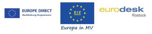 Logoreihe (Europe Direct MV, EIZ Rostock, eurodesk Rostock)