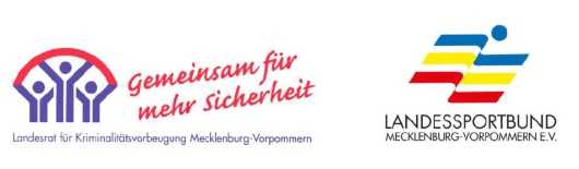 Logos vom LSB M-V und dem Landesrat für Kriminalitätsvorbeugung M-V