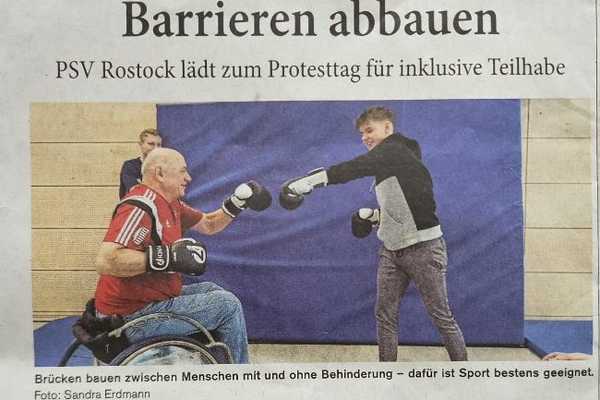 Ausschnitt aus einem Zeitungsartikel, Überschrift "Barrieren abbauen"