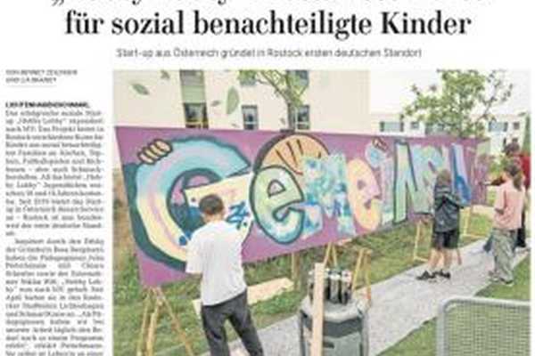 Ausschnitt aus einem Zeitungsartikel, Überschrift "Hobby Lobby: Kostenlose Kurse für sozial benachteiligte Kinder"